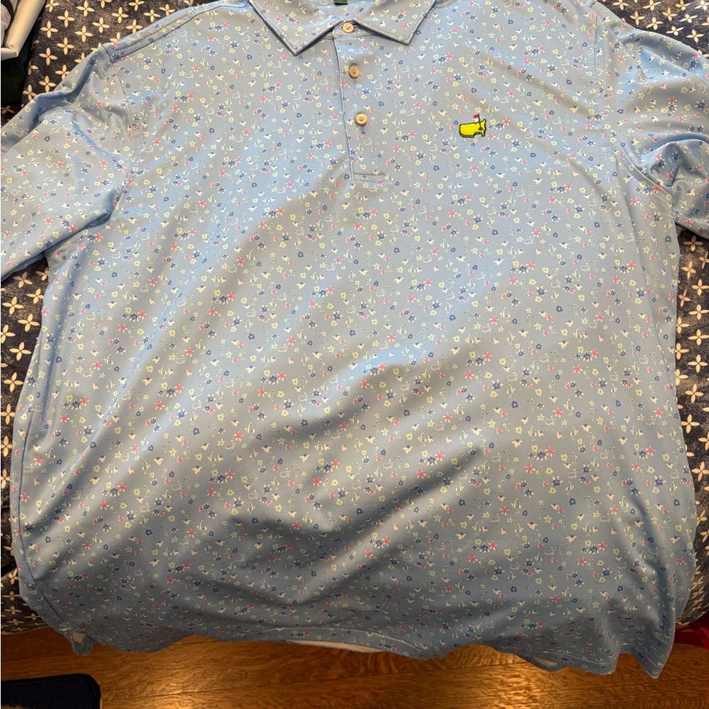 Masters Peter Millar Blue Floral Men's Polo Shirt
